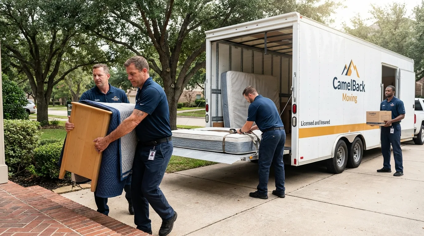 Crew loading residential truck for cross-state move from New Market, VA