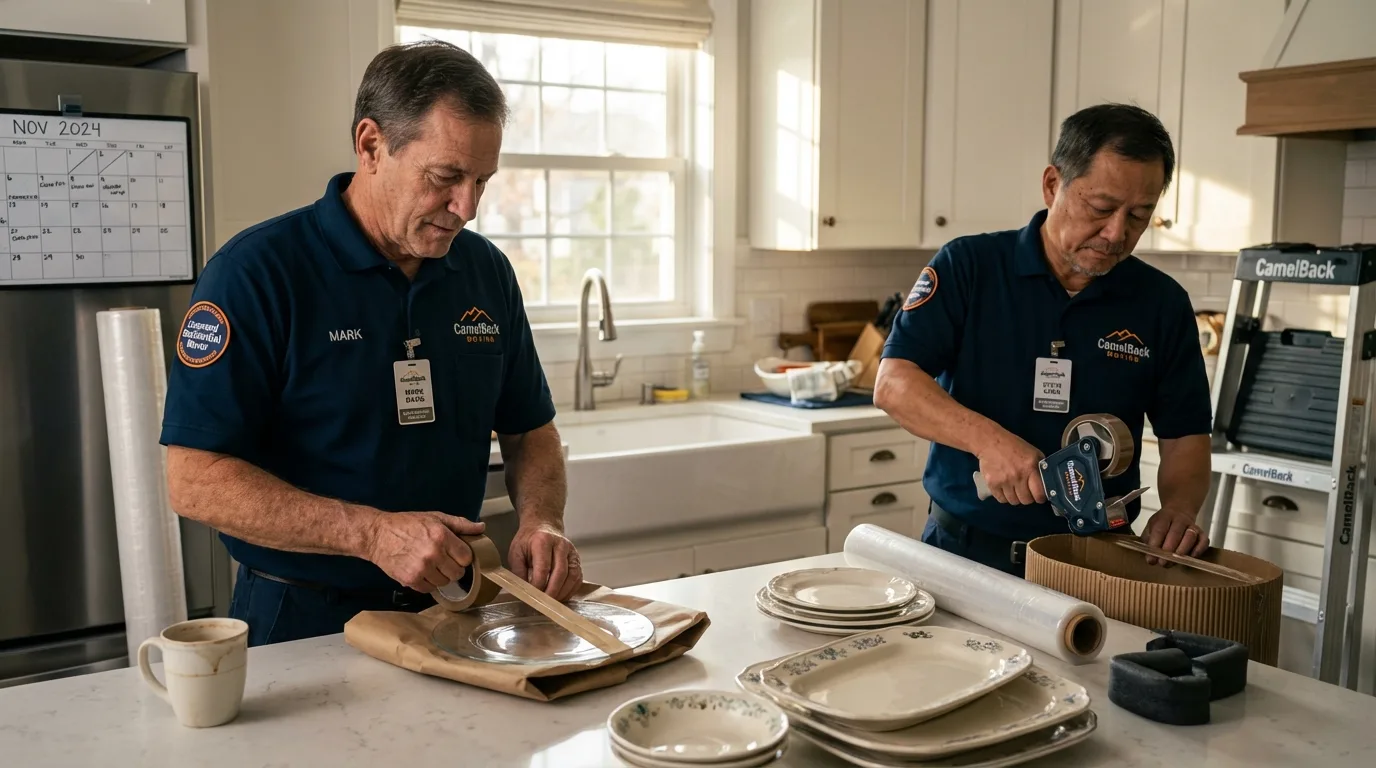 Professional crew packing kitchen dishware in New Market, VA